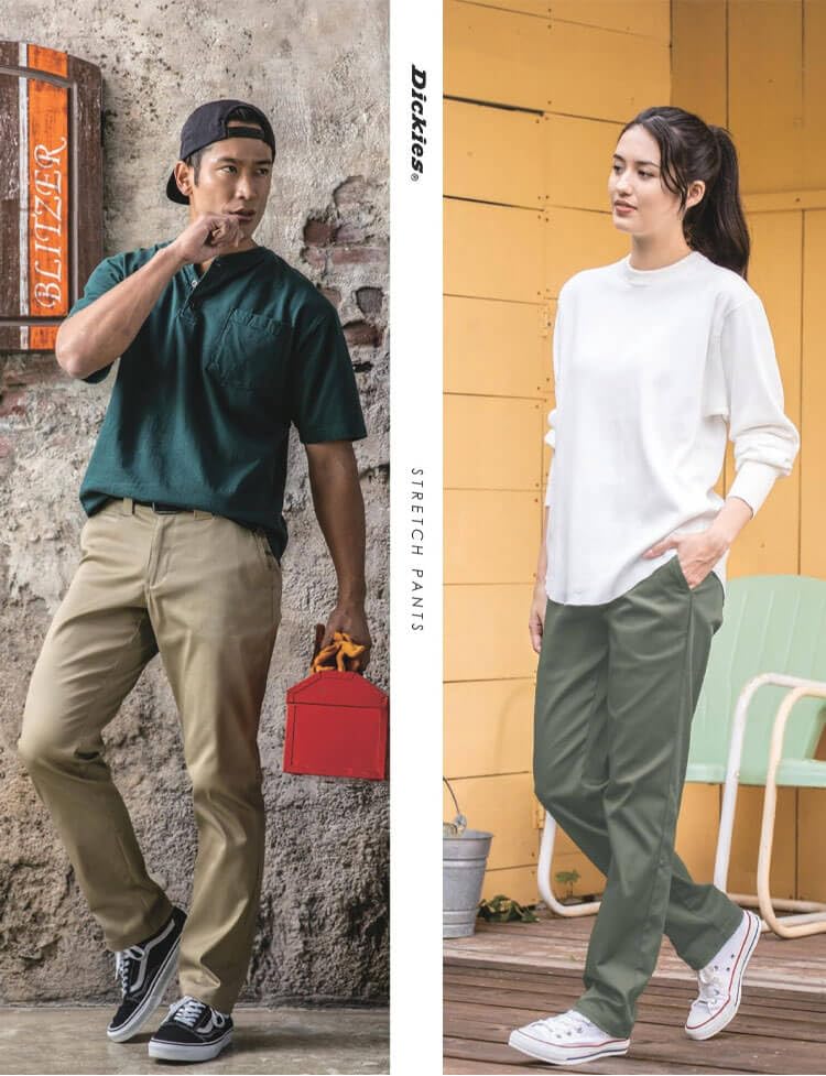 CO-COS Dickies Прямые брюки D-2874 T/C Стрейч Старый стиль Мужские Всесезонные Черные Размер L (13)