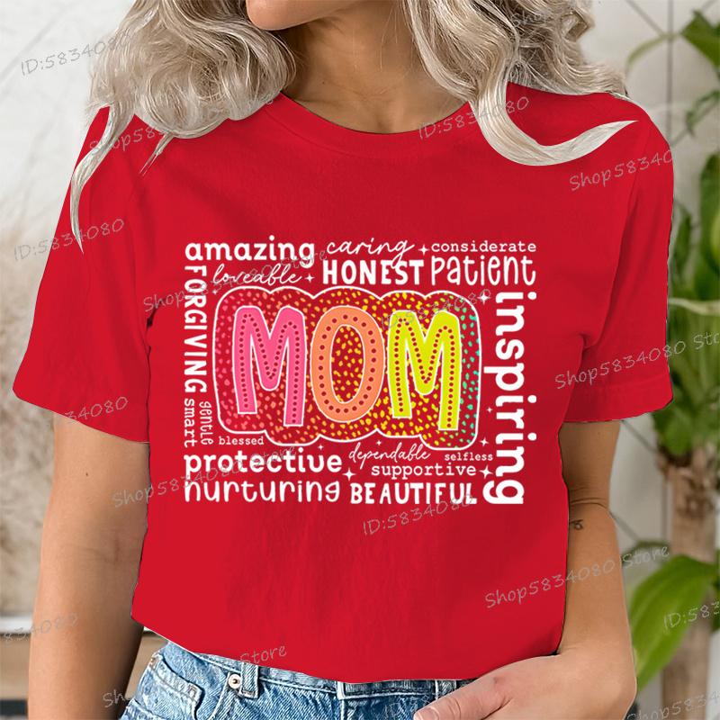 Retro Mother Fashion Casual Tops Gift for Mom Funny T Shirts Mothers Day Classic Tops Mom Life Printed Tshirt Womens Clothing