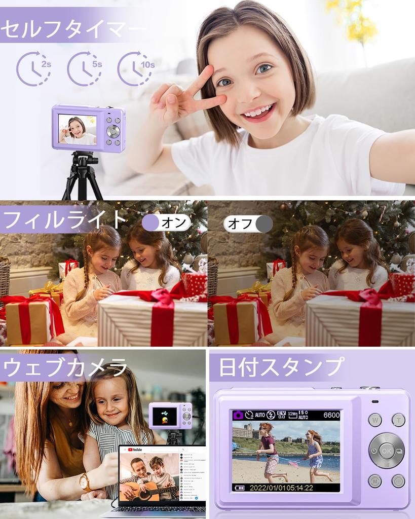 Lecran Digital 44 миллиона 1080P видео AF HD изображение удобно для USB C дюймов IPS 32g карта памяти фиолетовый Камера, пиксели, запись, автофокус, функция,