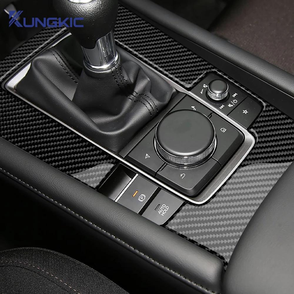 Настоящее Мягкое Углеродное Волокно Для Mazda 3 BP 2019 2020 2021 2022 2023 2024 2025 Mazda3 Axela Наклейка на Панель Переключения Передач (Ручная Автоматическая)