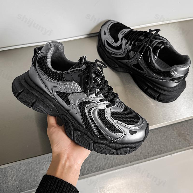 Мода 2025 Осень Новые Мужские Сетчатые Дышащие Низкие Кроссовки на Толстой Подошве Повседневная Спортивная Обувь Модный Тренд Универсальные Удобные Массивные кроссовки