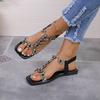Women's Rhinestone Butterfly Flat Sandals - 2024 European & American Summer Collection, Large Sizes & Comfortable Design