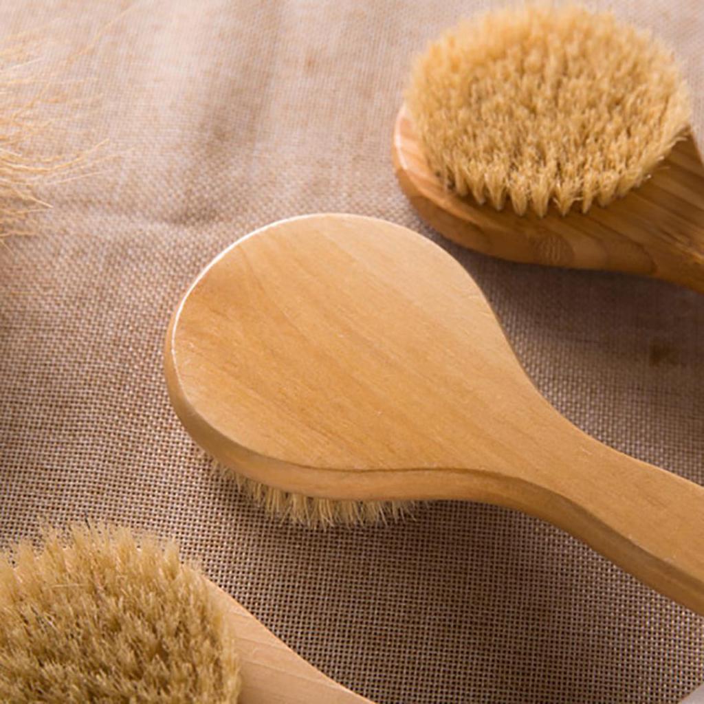 Bamboo Bristle Bath Shower Brush Body Back Massage Scrubber Skin Cleaning Tool