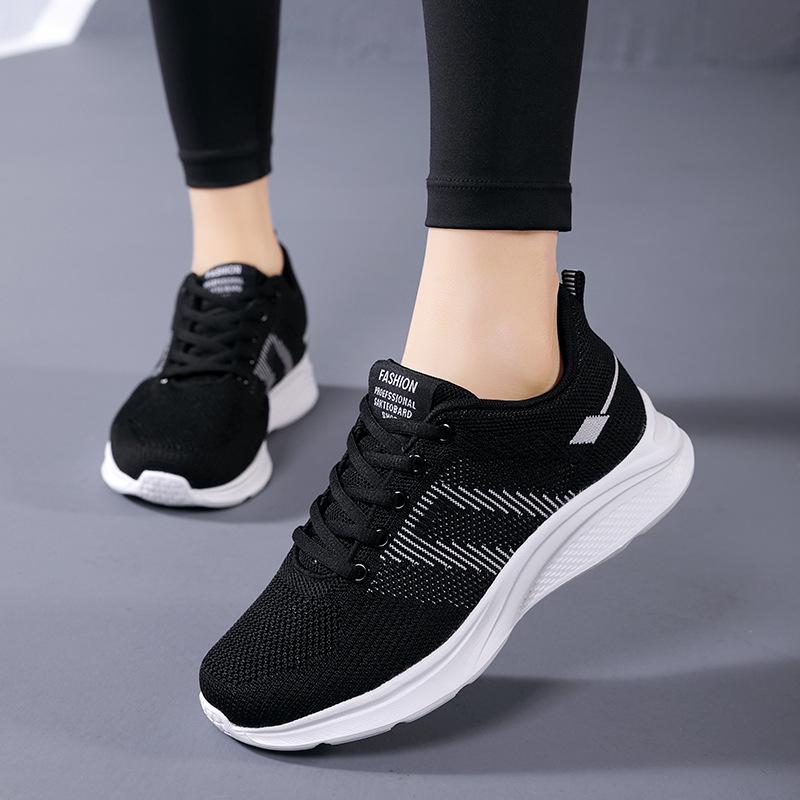 Удобная полностью черная женская обувь, сетчатая обувь для весны и лета, женская дышащая спортивная обувь, женские кроссовки с мягкой подошвой, повседневная рабочая обувь