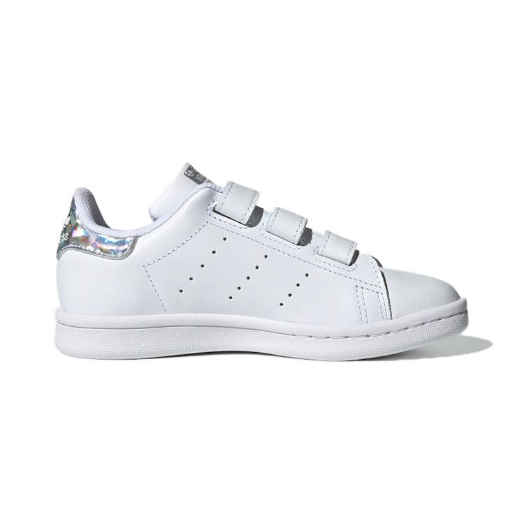 adidas Оригинальные кроссовки Stan Smith Velcro Casual Low-Top для детей Детские кроссовки Белый Серебристый EE8484