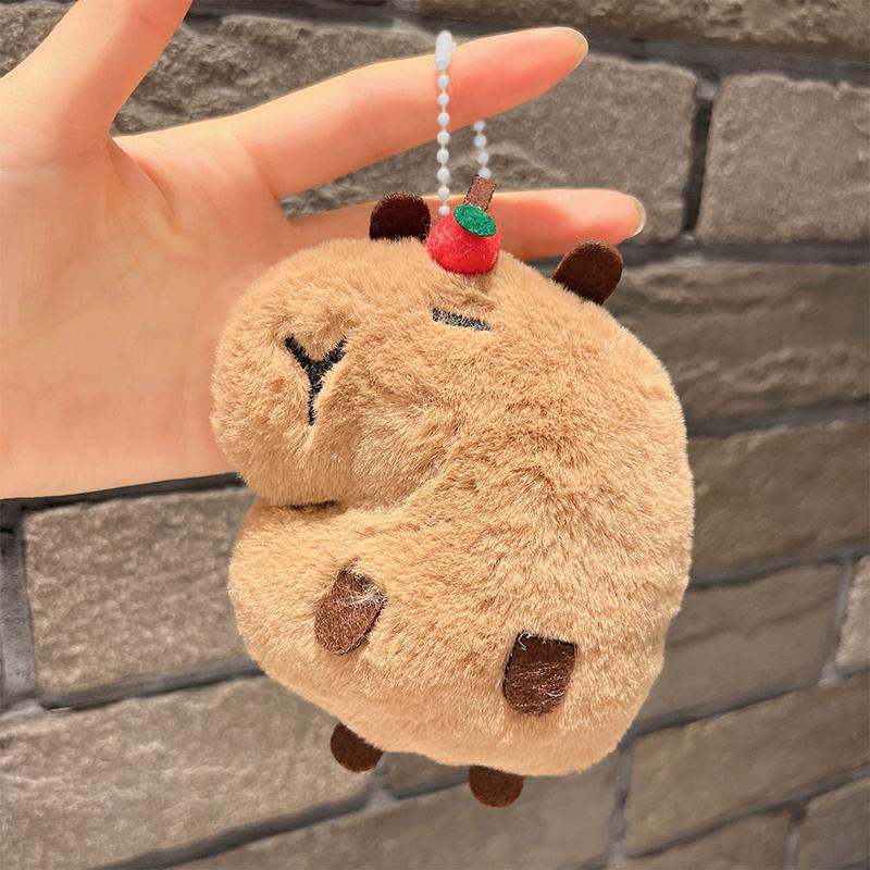 Creative Soft Stuffed Animal Capybara Plush Doll Squeak Toy Cartoon Bag Pendant Key Chain Backpack Car Bag Key Ring