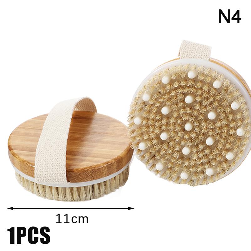 1 шт. отшелушивающая деревянная массажная щетка для тела, душевая щетка с натуральной щетиной, мягкая спа-щетка для ухода за кожей для женщин и мужчин, влажная и сухая щетка для тела