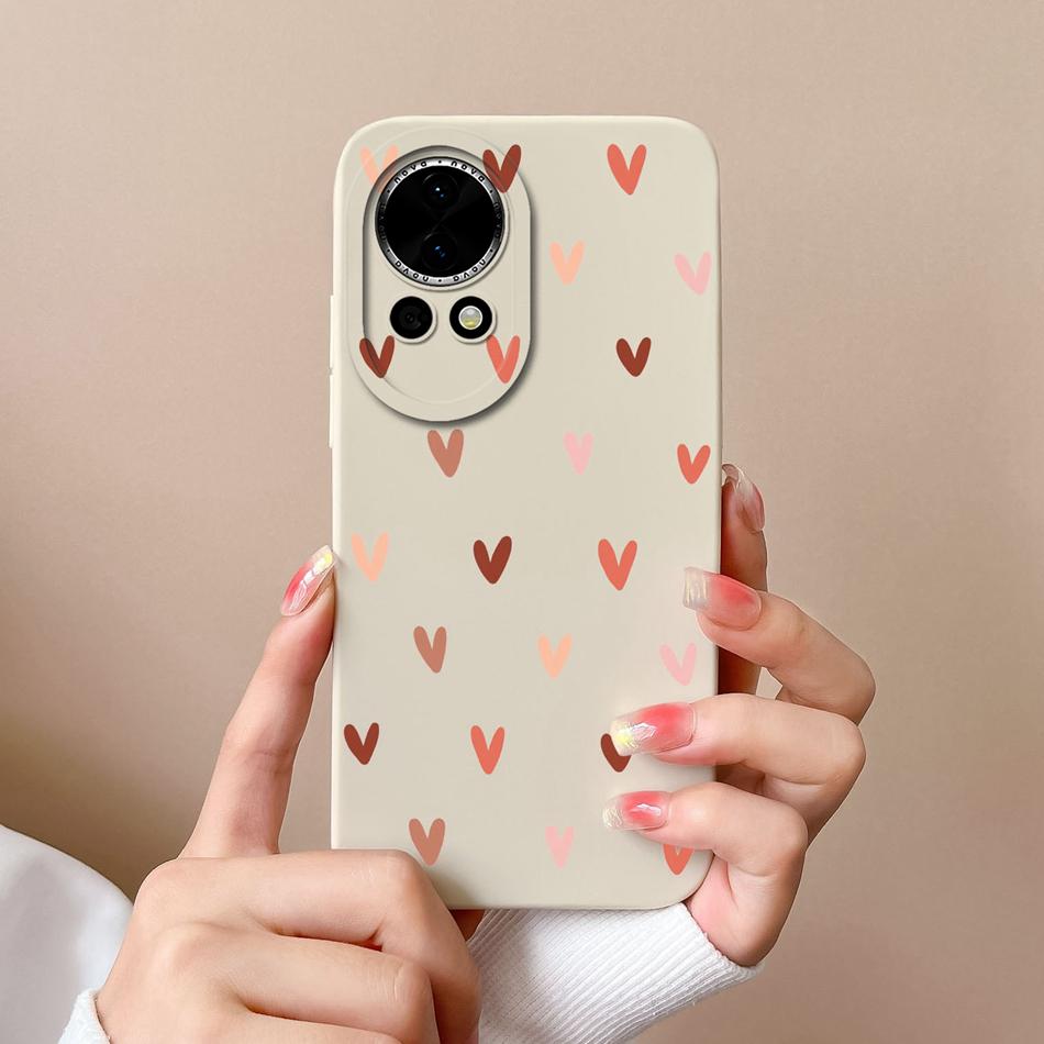 Чехол для телефона Huawei Nova 12 Pro Ultra, с рисунком 'Сердце', из жидкого силикона, с защитой камеры, задняя крышка для Huawei Nova12 12Pro 12Ultra