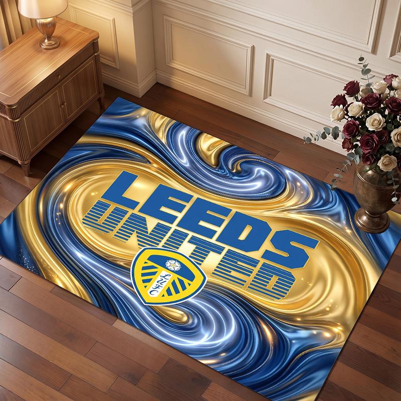 Ковер из хрустального бархата с принтом футбольного клуба Leeds United, Удобный, Впитывающий влагу, Нескользящий, Для помещений