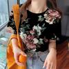 Women's Summer T-shirt Flower Pattern Clothing Round Neck Loose Top Fashion Short Sleeve Women's Party T-shirt 2024 New