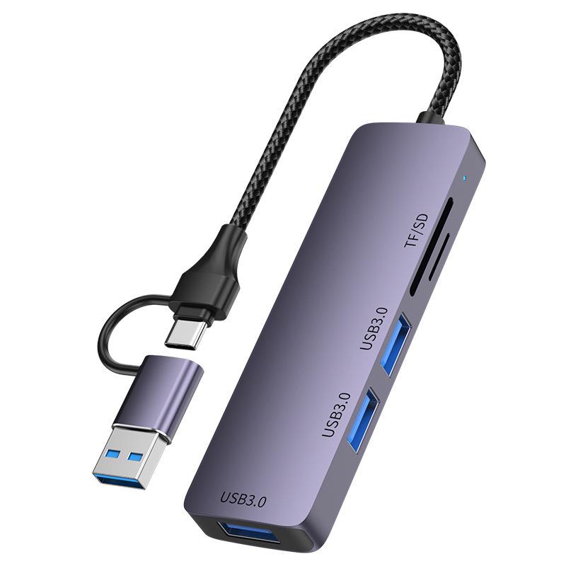 Универсальная док-станция 5-в-1 USB 3.0 и кард-ридер для ноутбуков, планшетов, телефонов - Многофункциональный расширитель-хаб