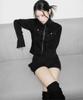 SIAOSIKO Black Denim Jacket Deep Black Knit