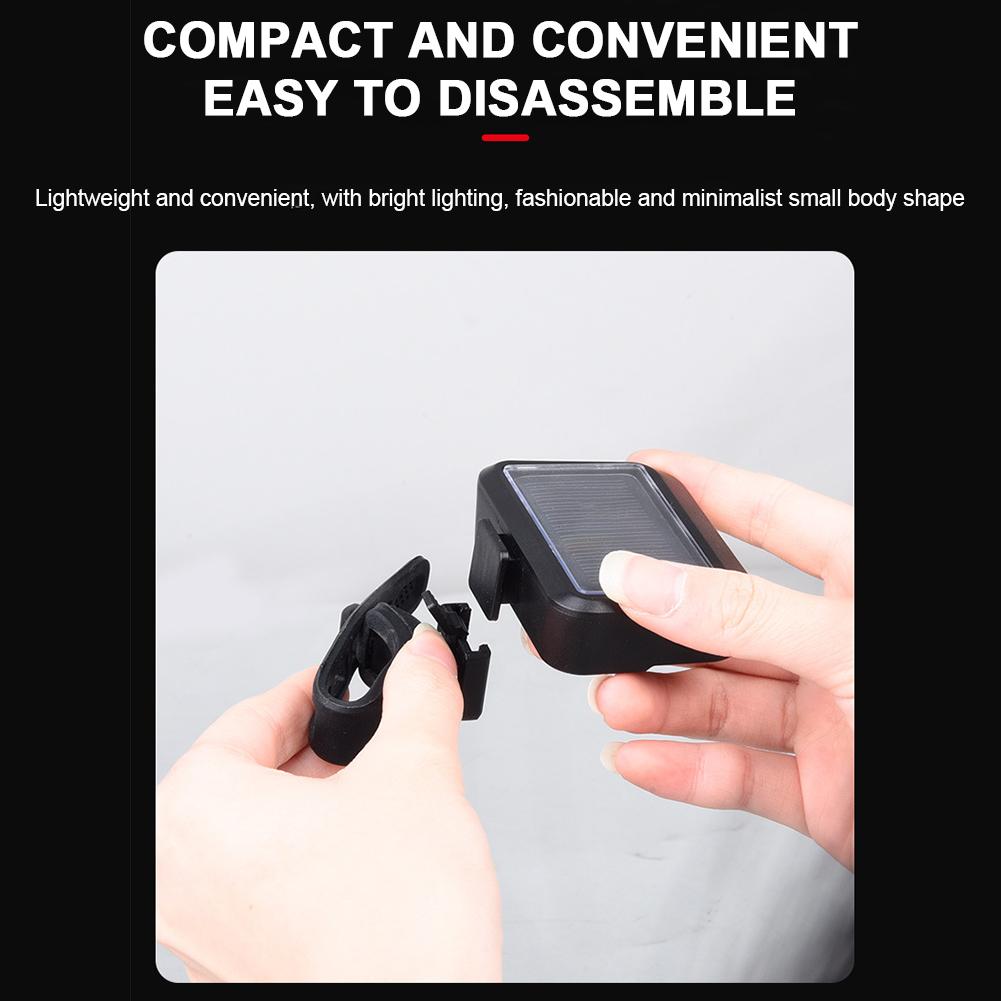 Задний фонарь для велосипеда на солнечной батарее, водонепроницаемый, для горного шоссейного велосипеда, с зарядкой через USB, предупреждающий задний фонарь для езды на велосипеде на открытом воздухе