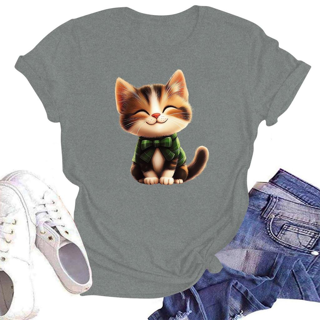 Женская модная футболка с круглым вырезом и коротким рукавом, пуловер