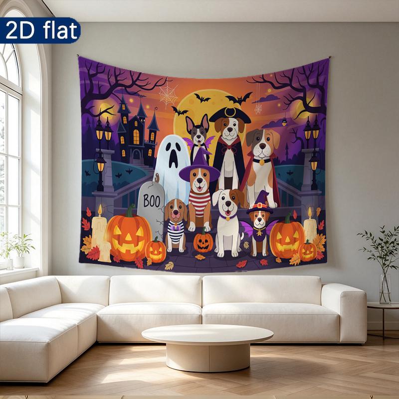 Party Backdrop Halloween Flat Spooky Dogs Ghosts Wedding Parties Photo Background Decor Front Door Decor