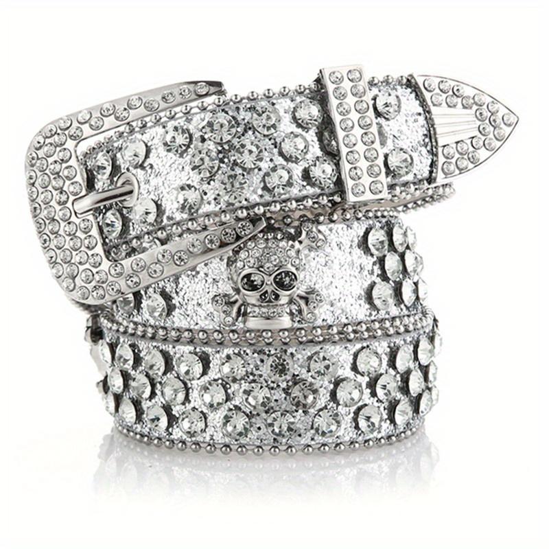 Glamorous Rhinestone Skull Rivet Belt - Perfect for Jeans & Western Outfits!