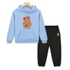 Capybara Milk Tea Anime Hoodie Fleece Sweatshirt Boy Girl Sports Hooded Sets Jacket 2pcs pullover+Pant Kids Boutique Clothes