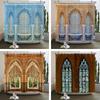 3D Moroccan Style Shower Curtain European Architectural Landscape Printed Waterproof Polyester Bathroom Curtain Decor With Hooks