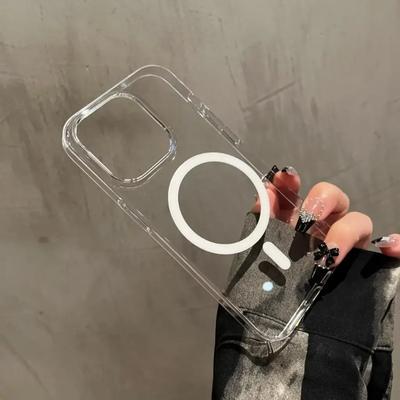 Оригинальный чехол Magsafe для iPhone 14 15 Plus 13 12 Pro Max кристально чистый жесткий ПК ультратонкий магнитный чехол с беспроводной зарядкой