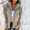 Autumn Solid Color Jacket Coat Women's Simple Style Corduroy Hooded Coats Women Fashion Pocket Long Sleeve Casual Jackets