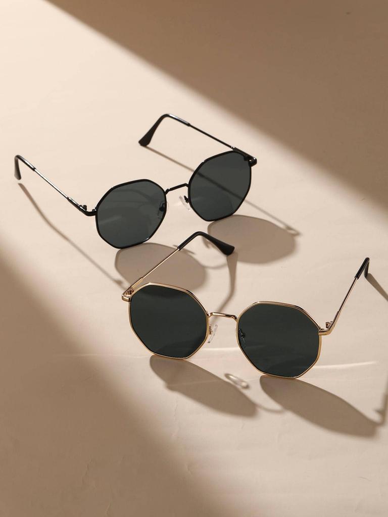 1/2 Pcs Metal Geometric Round Frame Fashion Sunglasses For Vacation Decors Photo Props