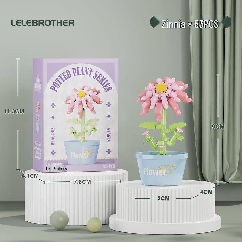 Cross-Border Lego Immortal Flower Basket Building Block Set - Rose Bonsai & Children's Assembly Toy for Teacher's Day Gift