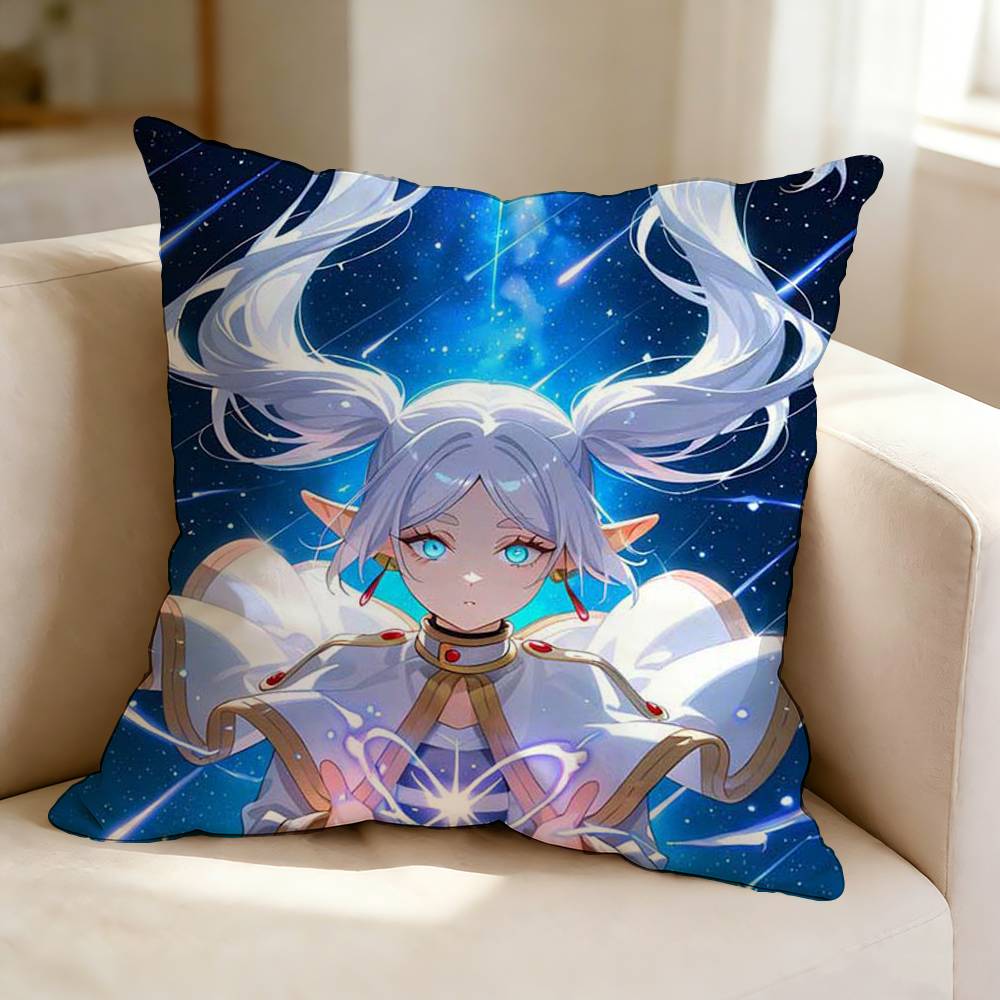 Anime FFrieren BBeyond Journeys End Square DoubleSided printed Pillow Case Bedroom Bedside Pillow Sofa Cushion Cover