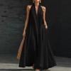 Elegant V Neck Loose Dresses Summer Women's 2026 New Neck-Hanging Long Holiday Party A-line Dress Women Street Chic Youth Loose Fashion Dress