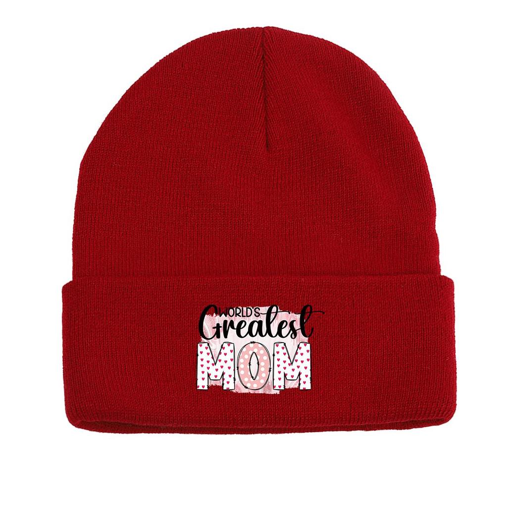 Greatest MOM" Warm Knitted Hat Beanie, Mother Man Cap Cancer Chemo Cuff Trendy Headwear Knit Cap Beanie