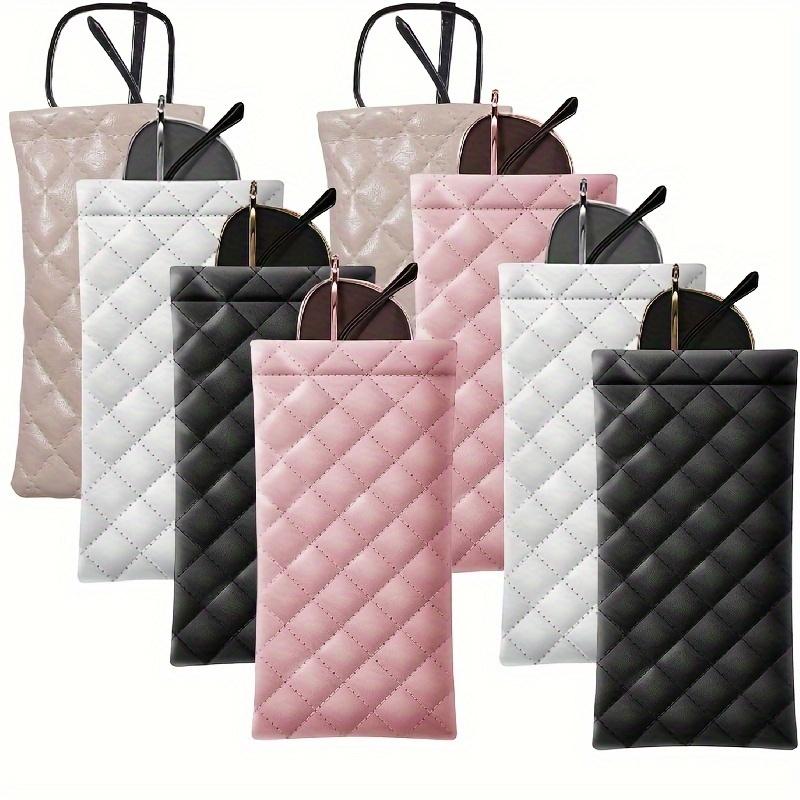 Супермягкий премиальный чехол для очков из искусственной кожи | Компактный стеганый дизайн, надежная застежка, стильный дорожный аксессуар | (Доступно 3 цвета) Белый/Черный/Розовый