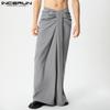 Мужские повседневные широкие брюки с застежкой-молнией на талии, длинные брюки с оборками