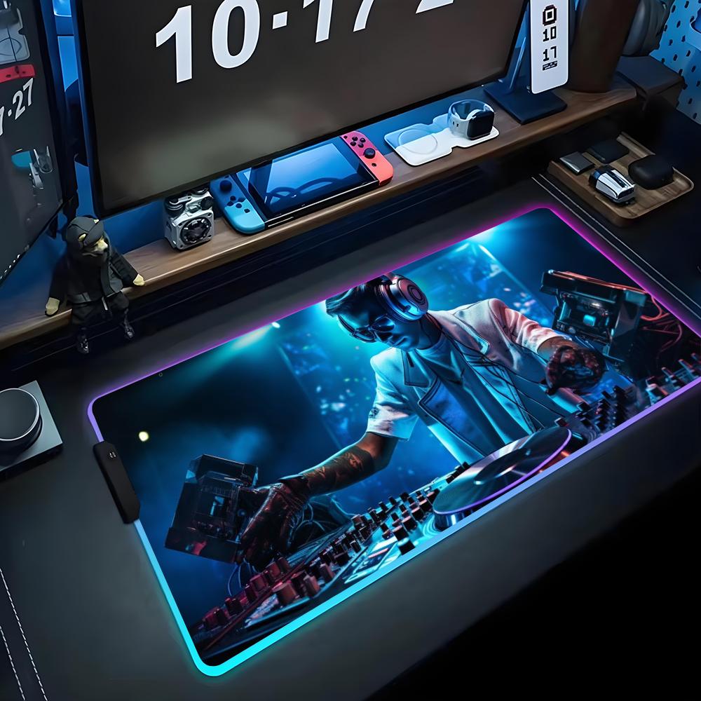 Коврик для мыши DJ RGB Игровой коврик для мыши Большой светодиодный коврик Настольный коврик для ПК Светящийся коврик для мыши Большие коврики для клавиатуры Настольный ковер с подсветкой