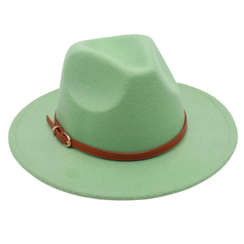 Пряжка для ремня Ностальгическая модель цилиндра Джазовая шляпа Мужская и женская Темпераментная фетровая шляпа Элегантная шерстяная шляпа