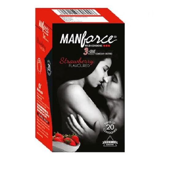 Manforce Wild Condom Strawberry 20 Condoms