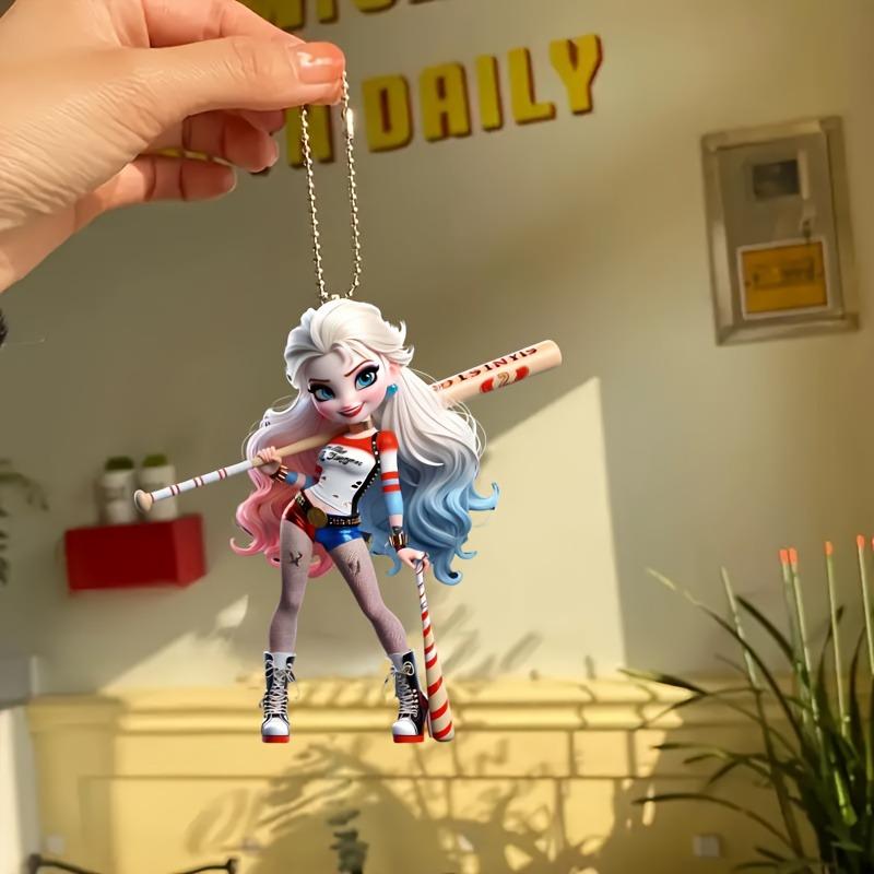 Акриловый кулон - Бейсболистка, многофункциональное плоское 2D-украшение, подходит для дома, автомобиля, зеркал заднего вида и рюкзаков, креативный брелок-подвеска