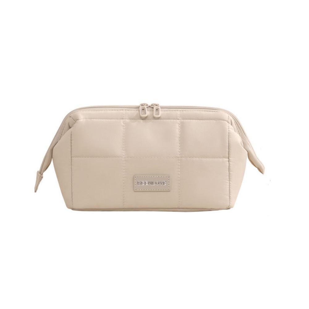 Wide-open Women Cosmetic Bag Puffy Padded Handheld Makeup Organizer Multifunction Large Capacity Toiletry Storage Bag Outdoor