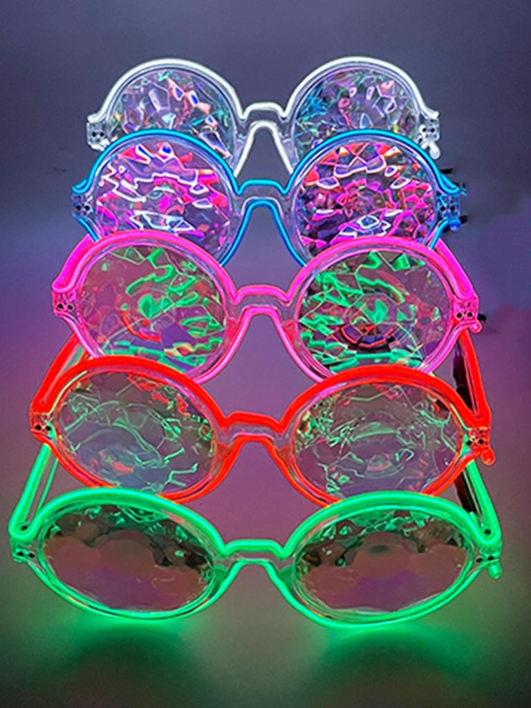 LED Disco Dancing Luminous Glasses Cool Kaleidoscope Technology for KTV Bar Electric Syllable Atmosphere Props Without