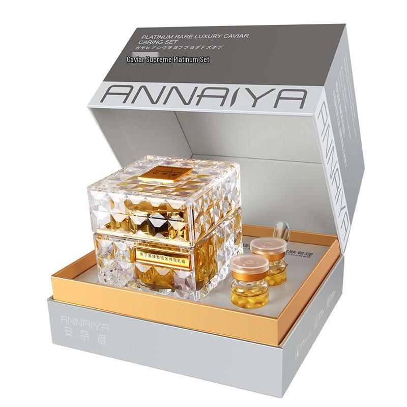 Набор для ухода за кожей с икрой: Укрепляющий увлажняющий крем против морщин для мелких морщин - Питательный, освежающий, нежирный крем.