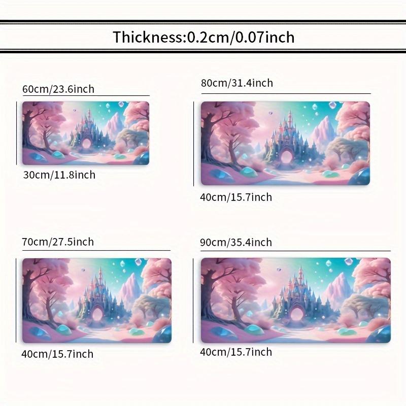 Fantasy Castle Pink Mouse Pad Large Rubber Base Antislip PC Desk Accessories Mousepad for Office  Gamer Keyboard Mat Decor Rug