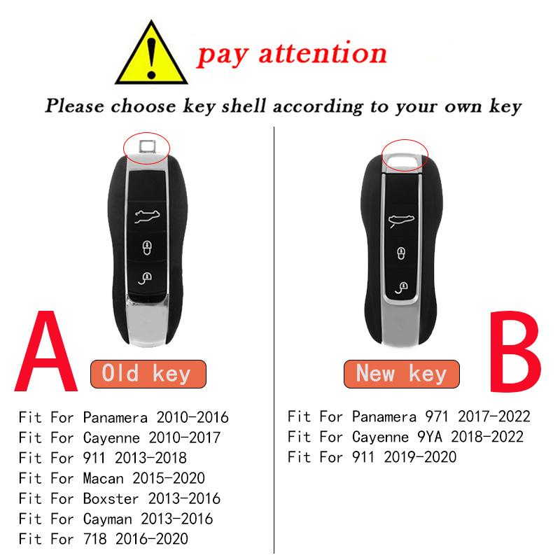 AABKT1 Leather Car Smart Key Cover Case Fob For Porsche 911 Macan Boxster Cayenne Panamera Taycan Cayman 971 9YA 718 Key Shell