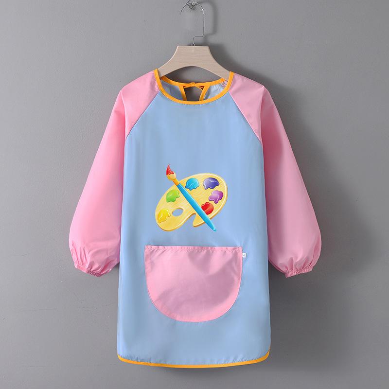 Детский водонепроницаемый художественный фартук с логотипом - Двусторонний фартук для рисования и еды