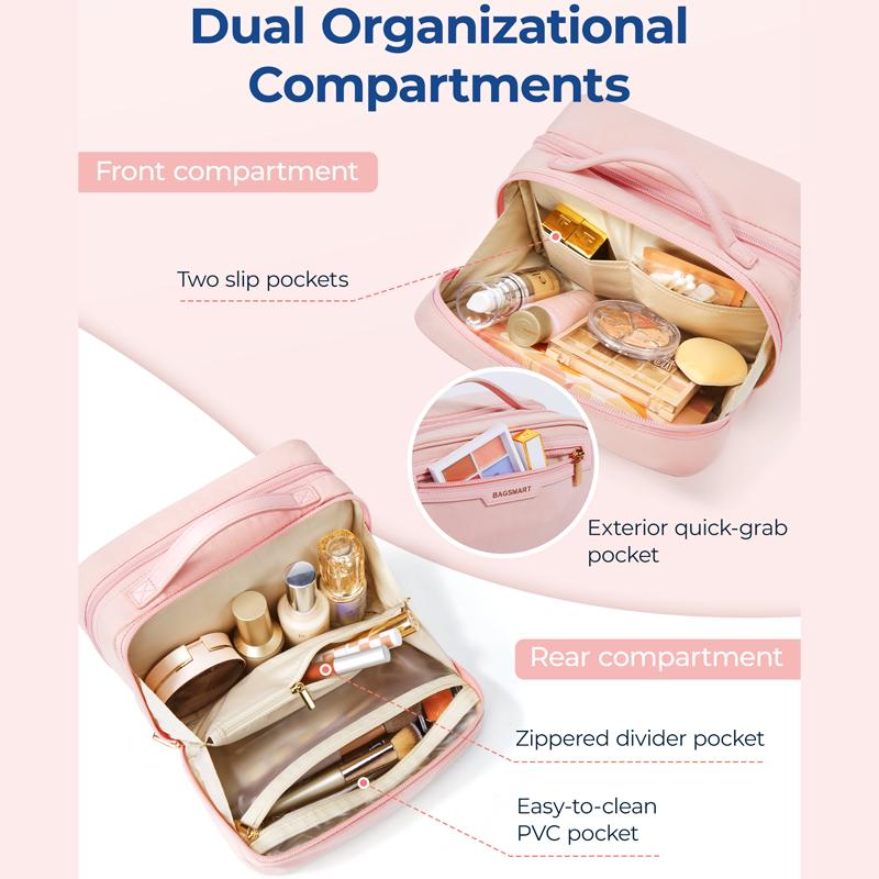 Дорожная косметичка, большая вместительная косметичка, широко открывающаяся переносная косметичка, органайзер для туалетных принадлежностей первой необходимости
