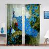 Голубые красивые прозрачные шторы с изображением павлина, птиц, цветов, растений для гостиной, спальни, декор, тюлевые шторы, кухонные шифоновые занавески