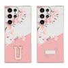 Розовый чехол для телефона с цветами и буквами для Samsung Galaxy S26 S25 S24 S23 S22 Ultra S20 S21 FE 5G Plus Мягкий прозрачный чехол