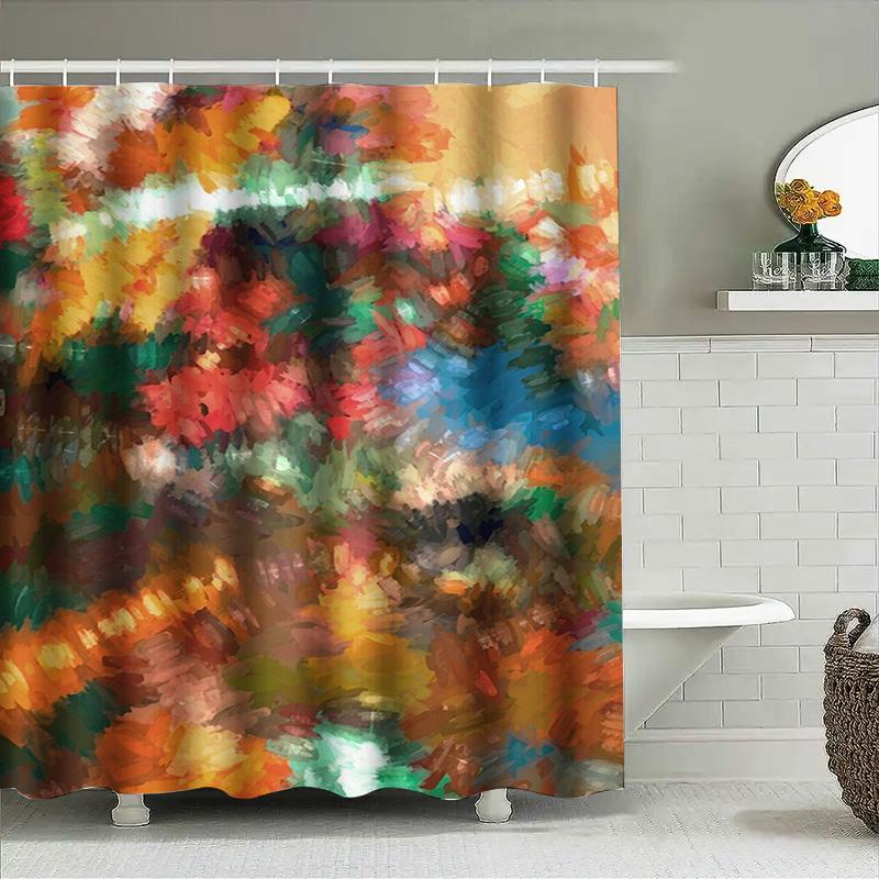 Colorful Watercolor Shower Curtain for Bathroom Decor Multicolored Abstract Design by TaurusDuan