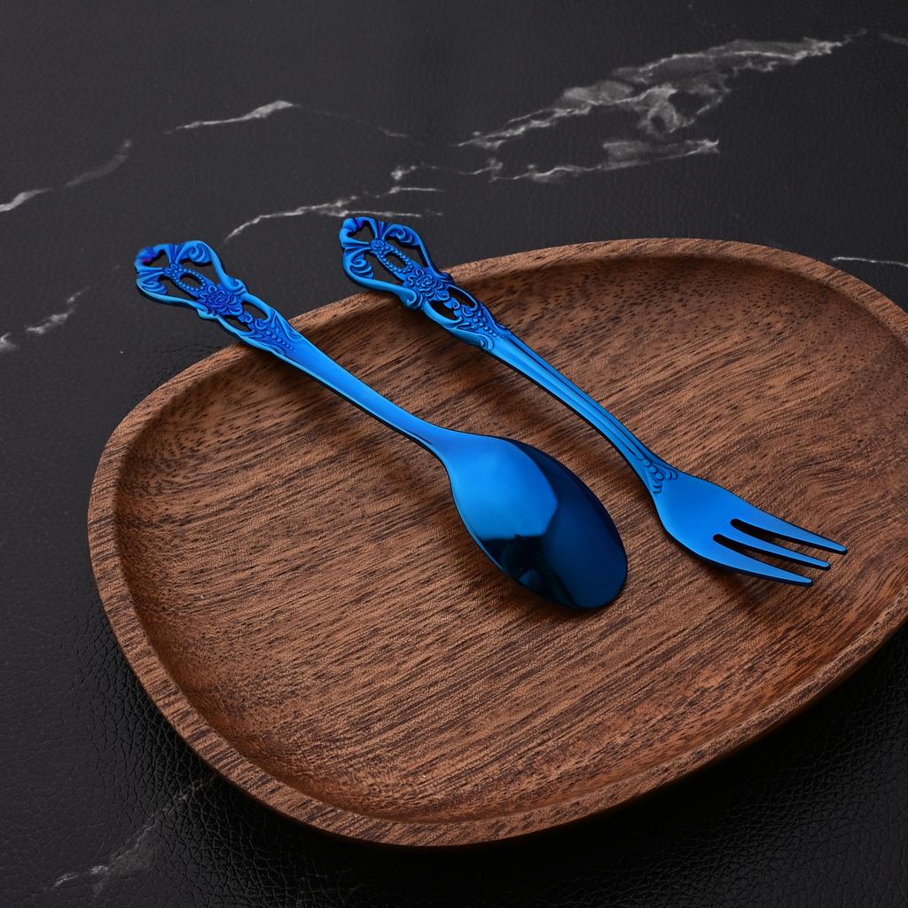 16 шт., чайная ложка из нержавеющей стали и набор вилок для фруктов, послеобеденный чай, маленькая десертная ложка, вилка, кухонная посуда, посуда в западном стиле