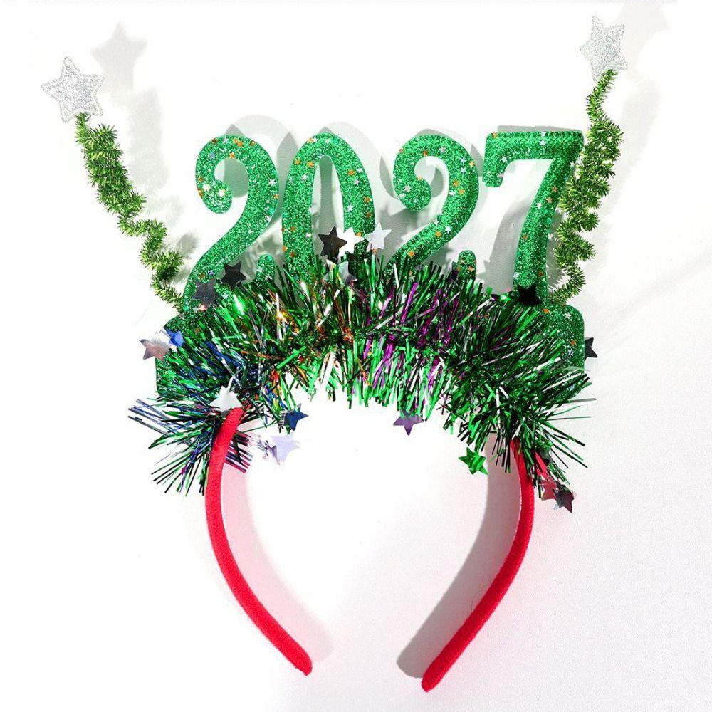 Sequin New Year Decorative Glasses Cute 2027 Number Hair Hoop Christmas Headpiece Countdown Photos