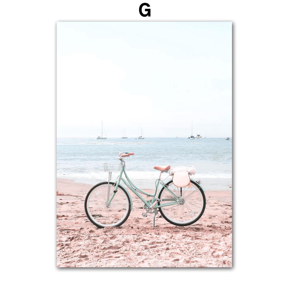 Настенная картина на холсте, доска для серфинга, девушка, розовое морское побережье, винтажный фургон, украшение для гостиной, постеры и принты, настенные панно