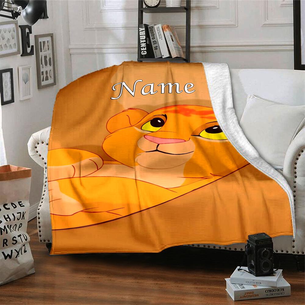 Custom Name Lion Sunset Majesty Party Blanket For Couch Bed Plush Cozy Fuzzy Blanket Super Soft Warm Blankets For Fall And Winter 0916271