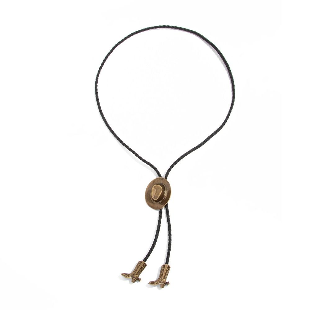 Boot Pendant Ethnic Style Necklace Long PU Leather Necklace Cowboy Cap Pendant Necklace Girls